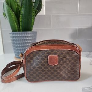 AUTHENTIC Celine Macadam Crossbody Bag | Brown Monogram | Adjustable Strap